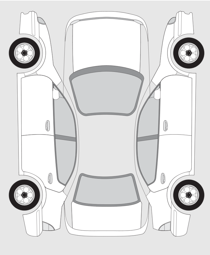 Top-down view of a car schematic for damage selection